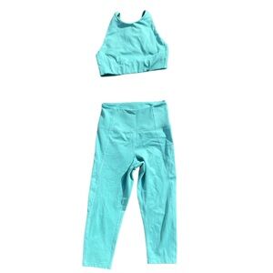 Girlfriend Collective teal workout set